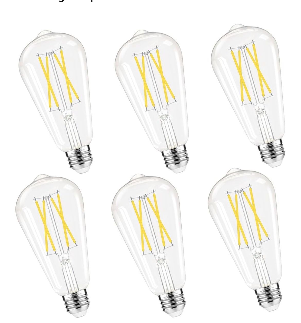 Brand: GvvooHome Dimmable Edison Bulbs, 4000K Daylight White, 6W Equivalent to 60 watt E26 LED Bulb, ST58 Vintage Light Bulbs, 600LM, 90+ CRI, E26 Bas