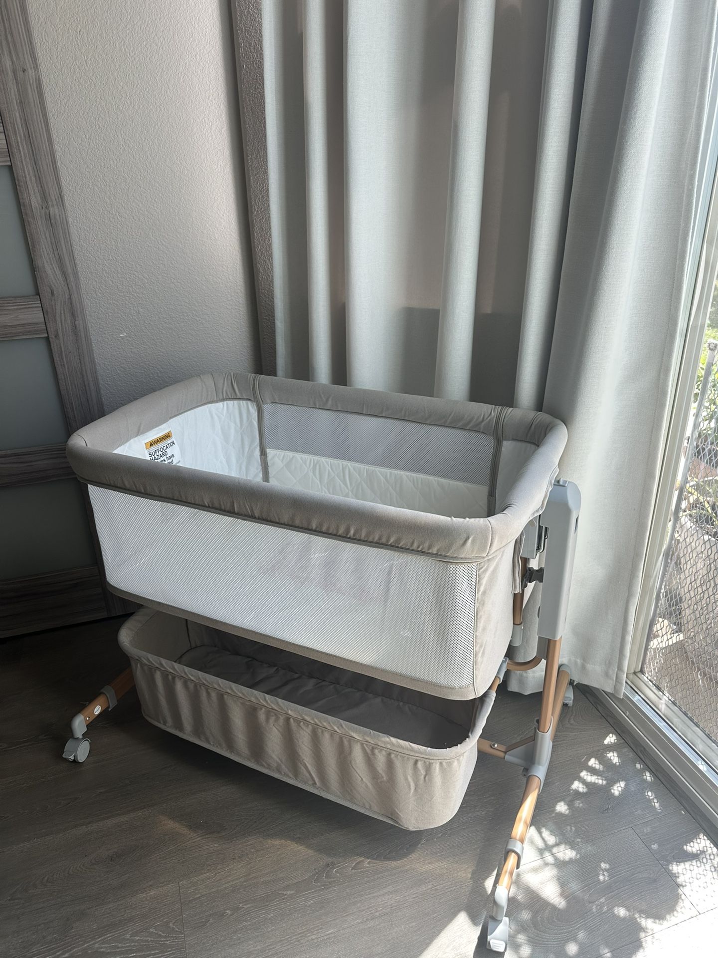 3 in 1 Baby Bassinet, Rocking Bassinet, Bedside Bassinet, 6-Height Adjustable, Bassinet Bedside Sleeper, Bedside Bassient for Baby with Comfy Mattress