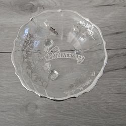 Vintage Silver City Flanders Floral Silver Overlay 25th Anniversary Footed Bowl
