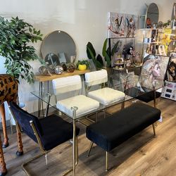 Gold Glass Dining Table