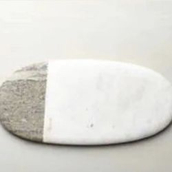 Crate And Barrel Two Tone marble Oval Cheese Board  Serving Tray