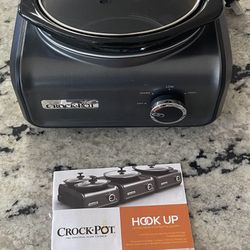 Crock-Pot SCCPMD1-CH Hook Up Double Oval Connectable 2 1-Quart Slow Cookers Pots