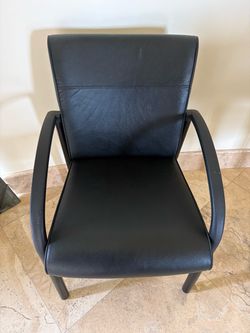 Black Leather Armchair with Dark Frame