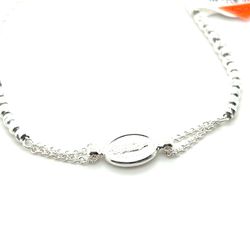 925 Sterling Silver Oval Virgin Mary Diamond Cut Beads Bracelet 3.80grams 71/2 “ 163195 18 