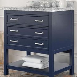 Brand New Blue 31'Inch Bathroom Vanity w Marble Countertop