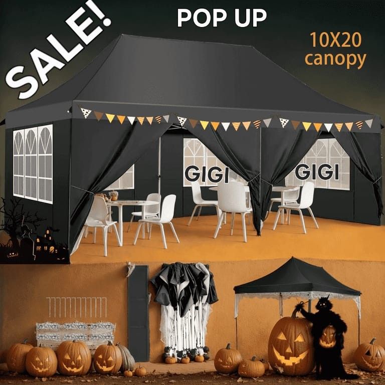 10x20 Pop up Canopy Tent, Protable Canopy Tent with Sidewalls Waterproof Commercial Pop up Tent for Parties, Wedding, Camping, Courtyard with Carry