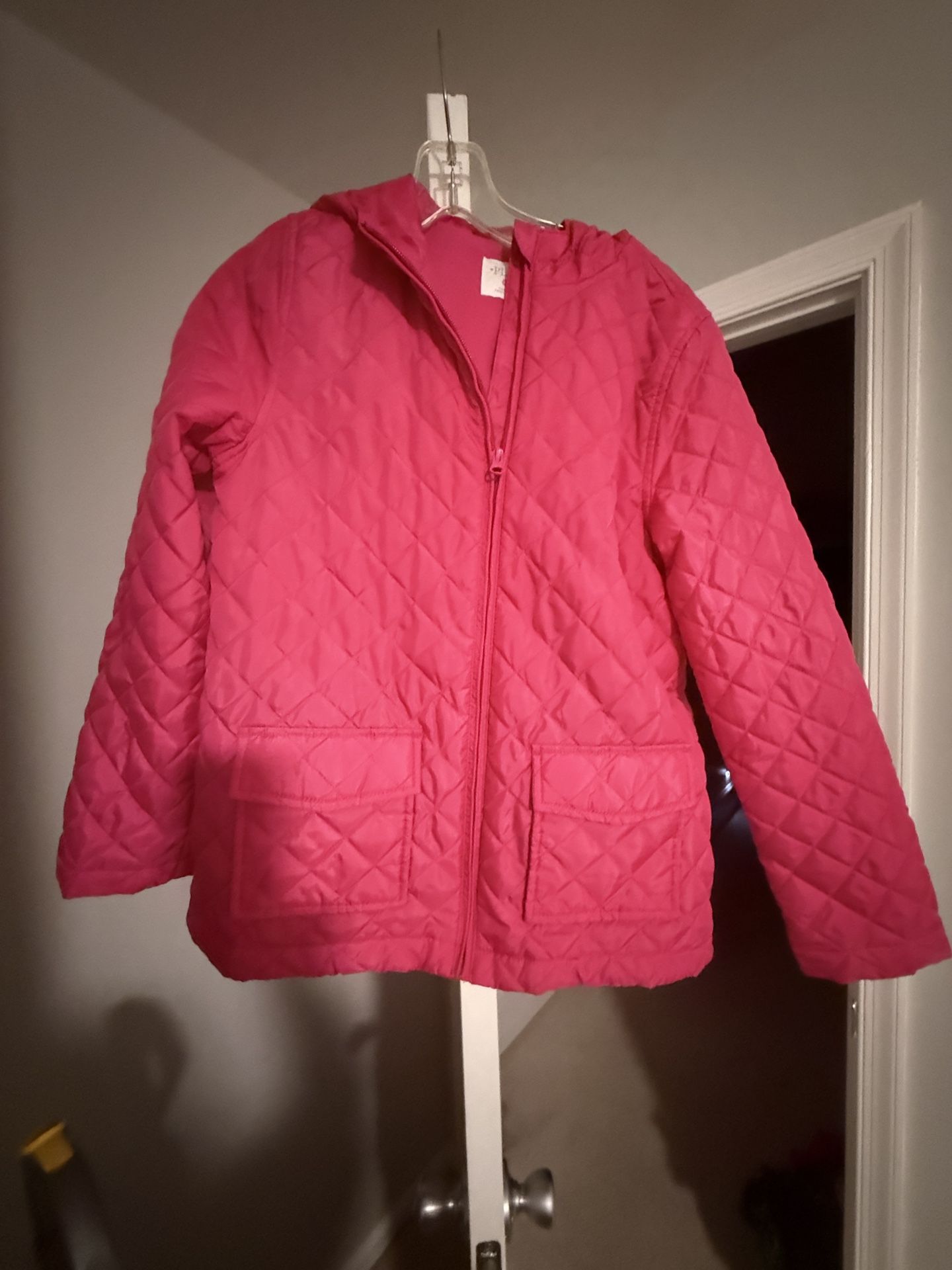 The Children's Place girls' pink quilted hooded jacket