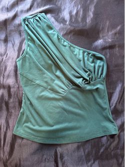 SHEIN Green One Shoulder Ruched Top – Size Small