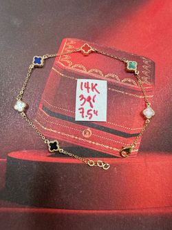 14K Solid Gold Bracelet For Wedding 3Gr 7.5 Inches Long