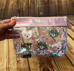 Pvc Clear Multicolor Little Balls Bears Pencil Bag Pouch Zipper Closure