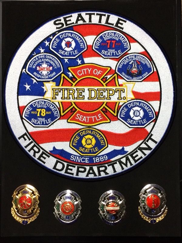 RARE Seattle Fire Department Badge Lot - SFD Ranked Set - Firefighter - Fireman - Patch - Police
