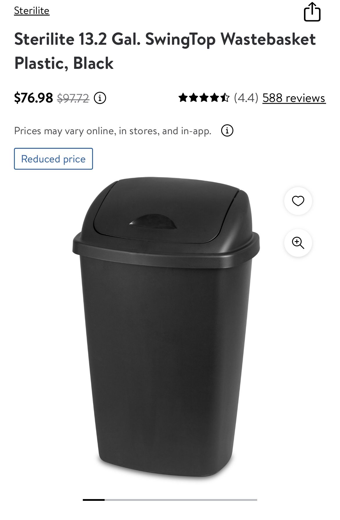 Sterilite SwingTop Trash 13Gal Kitchen