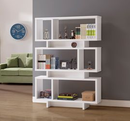 3 Tier Geometric Bookcase In White! Lowest Prices Ever!