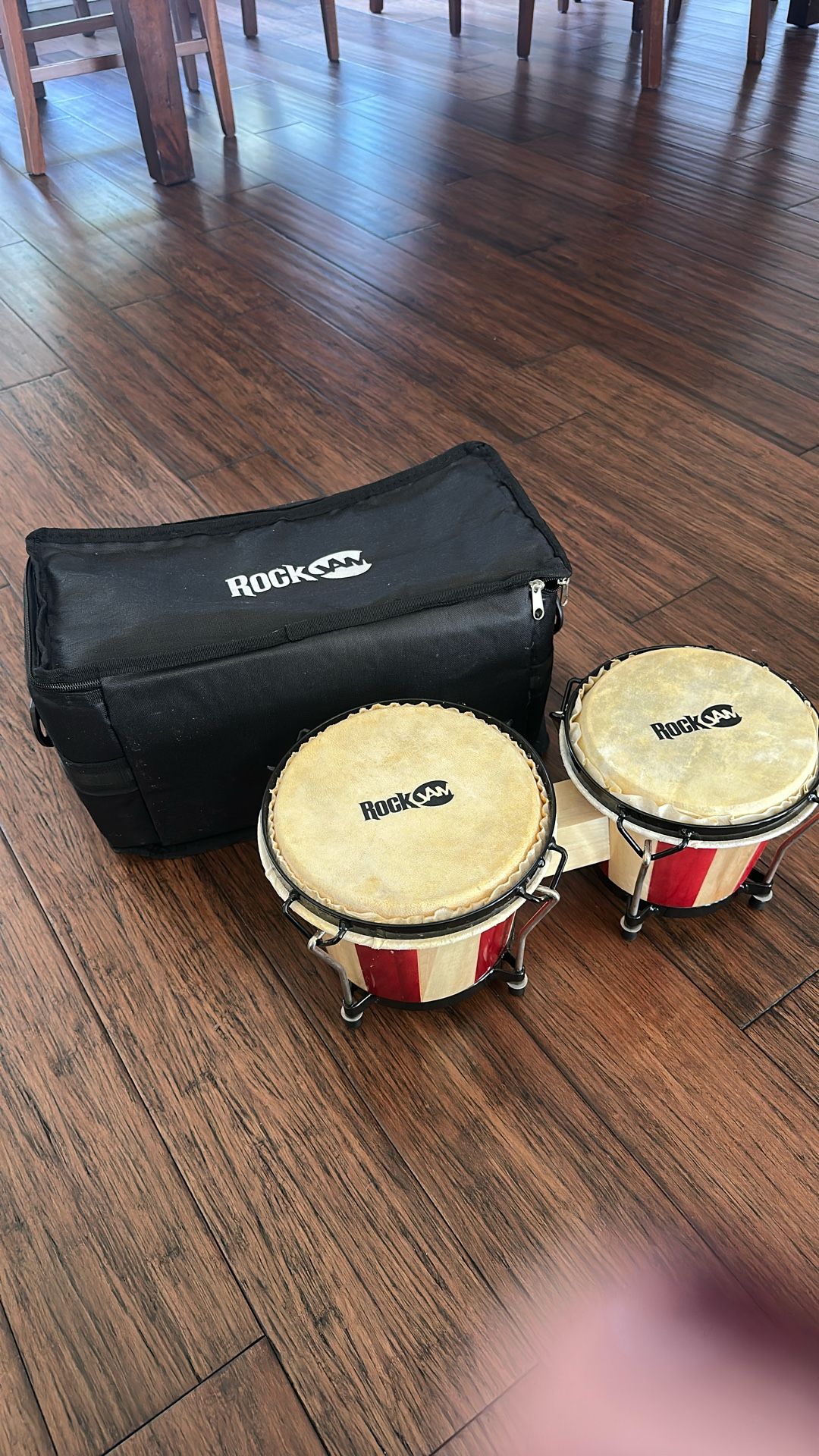 RockJam 7" and 8" Bongo Drum Set with Padded Bag and Tuning Key