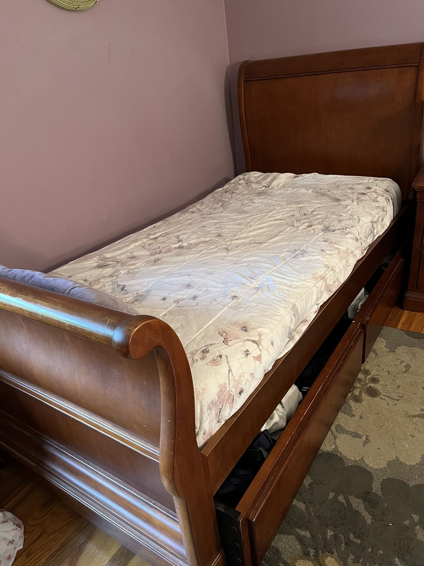 Twin Sleigh Bed Solid Oak