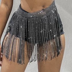 Rhinestone Fringe Skirt 