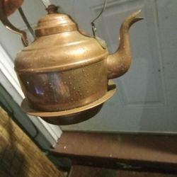 Antique Copper Tea Kettle And Copper Bowl