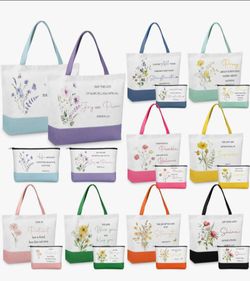 Biblical Canvas Tote Bag and Makeup Pouch Sets