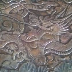Late 1800s- Early 1900s Hand Carved Hardwood  Dragon 2 tier "Coffee" table