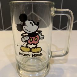 MICKEY MOUSE Clear Glass Pedestal Cup Hot or Cold Drink © Walt Disney Production