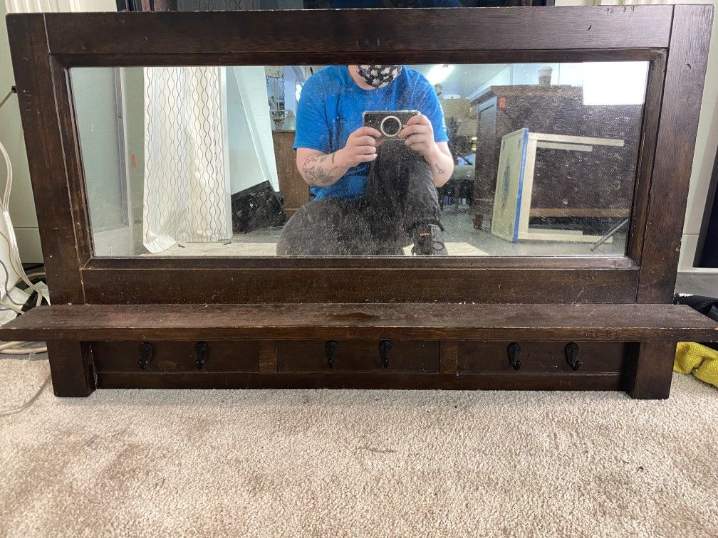 Pottery Barn Wood Mirror With Shelf