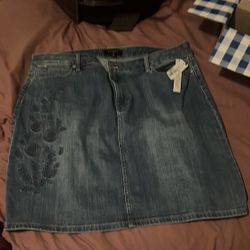 Denim Skirt with Embroidery 
