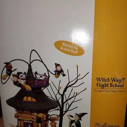 Department 56 Halloween 7 Piece Animated Set WITCH Way ?.Flight School BNIB