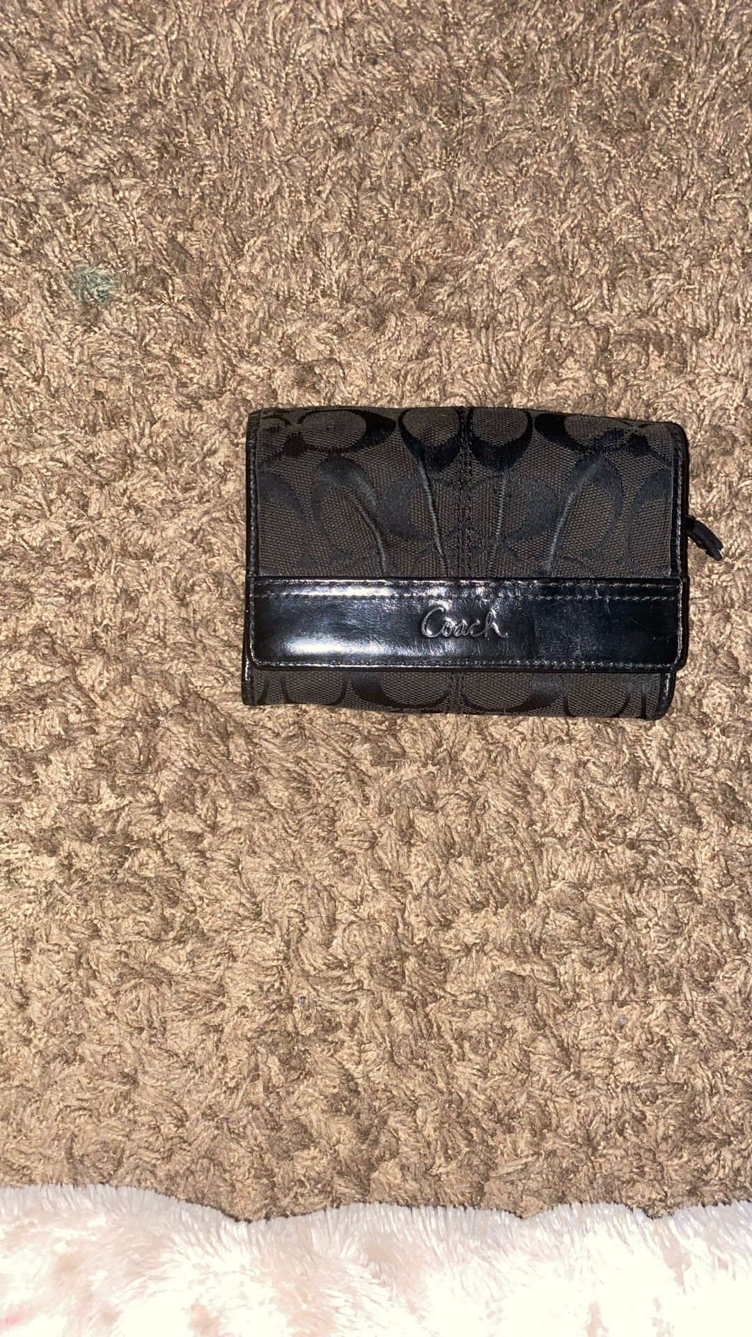 Coach Black Monogram Accordion Fold Wallet