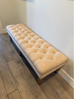 Casablanca Fabric Upholstered Bench with Wheels