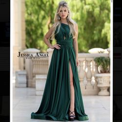 Beautiful Jessica Angel Collection Hunter Green Prom /  Evening Dress