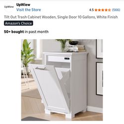 White Wooden Trash Cabinet