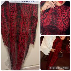 Red/Black Snakeskin Bodycon (M–L) 