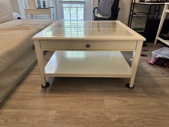 White Glass Topped Table