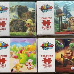 LOT OF 4 Super Mario Odyssey 200 Piece Puzzles 9" x 11"