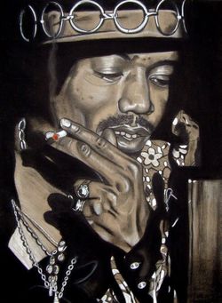 Original Jimi Hendrix Charcoal drawing