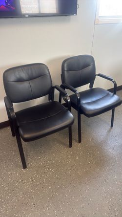 Black Leather Guest Chairs – Set of 2
