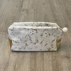Lancome Gold & White Marble Print Makeup Bag