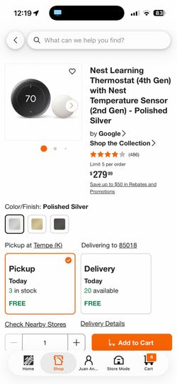 Google Nest Learning Thermostat (4th Gen) Nest Temperature Sensor (2nd Gen) - Polished Silver