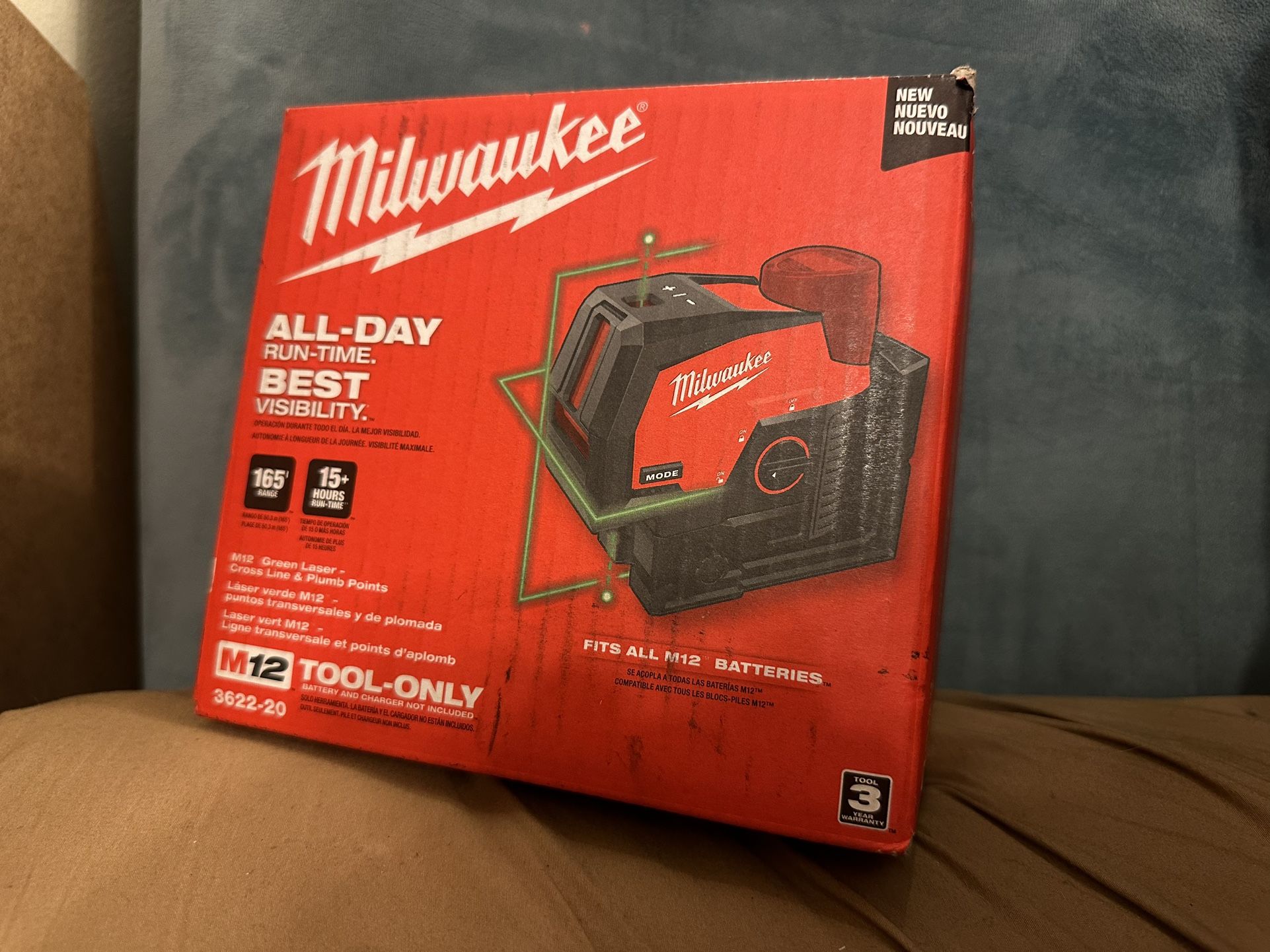 Milwaukee 3622-20 M12 Green Laser Cross Line & Plumbs Points