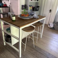 West Elm Frame Kitchen Island Console With Bar Stools