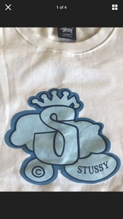 Stussy crew neck/ sweater size S white blue Clean