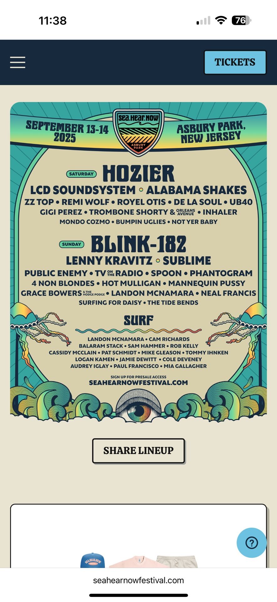 Tickets Sea hear Now Asbury Park 2025