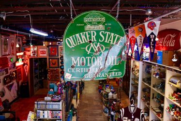 Quaker State - porcelain, double sided sign