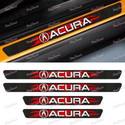 4PCS Carbon Fiber Car Door Scuff Sill Cover Panel Step Protector For Acura -(3-SDSR-ACURA-BK