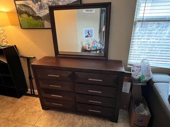 Dark Wood Dresser with Mirror