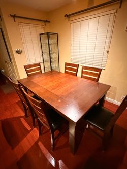 Wood Dining Table with 6 Chairs