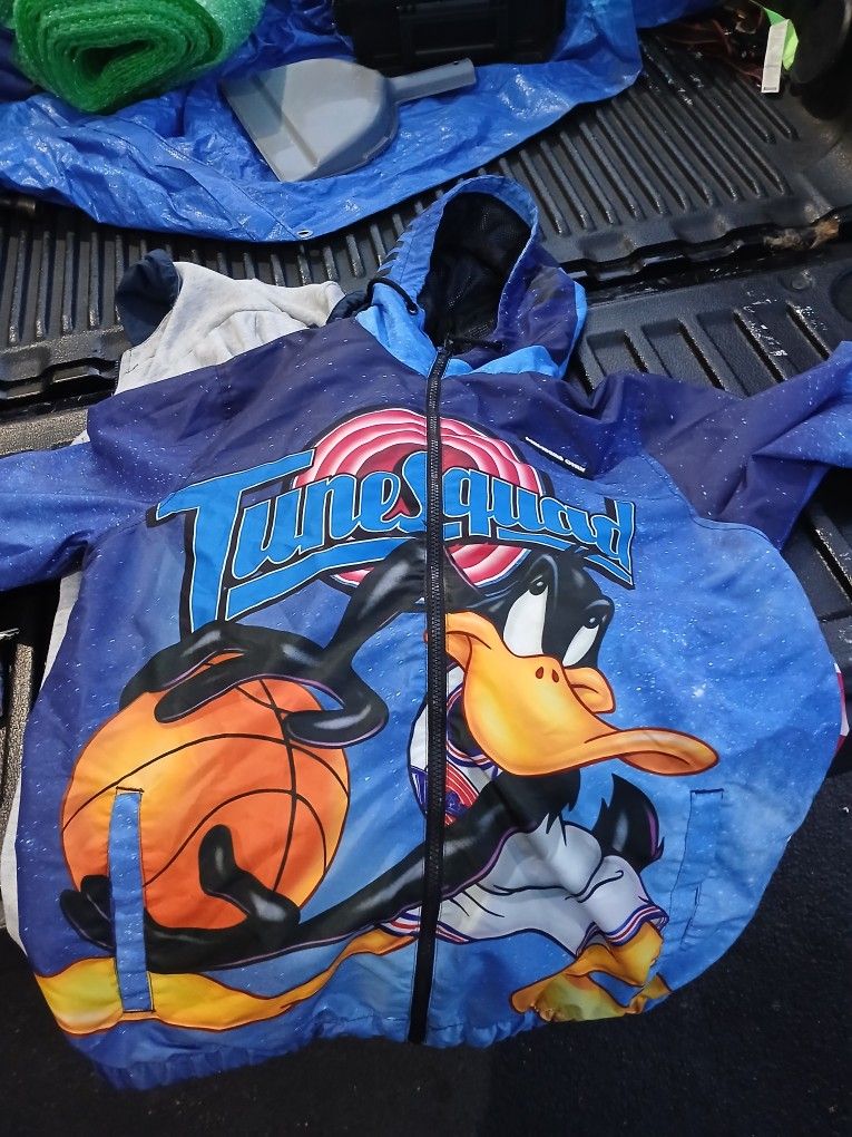 Members Only~Space Jam Looney Tunes Daffy Duck Windbreaker Hoodie Jacket Size M