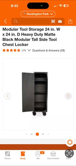 Modular Tool Storage 24 in. W x 24 in. D Heavy Duty Matte Black Modular Tall Side Tool Chest Locker