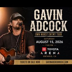 GAVIN ADCOCK – 2 TICKETS – SECTION 105, ROW D