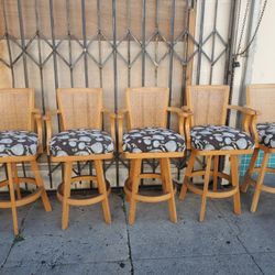 Vintage Barstools Solid Wood Upholstered Martini Glass Beautiful $75 Each 5 Available